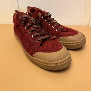 Toms Lenny Mid Top Sneaker Shoe Red Burgundy Wool size 6